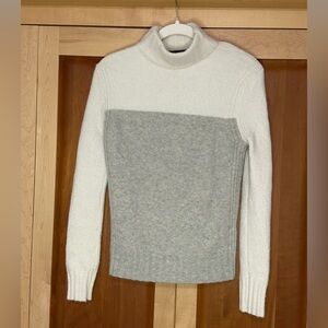 J. Crew Cream and Gray Turtleneck Sweater